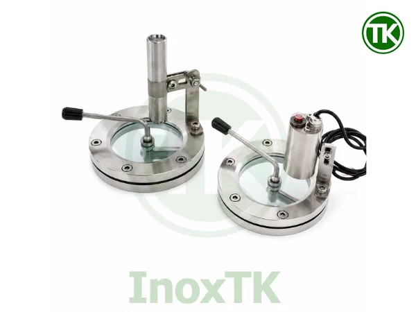 Kính mặt bích vi sinh có đèn và gạt sương
