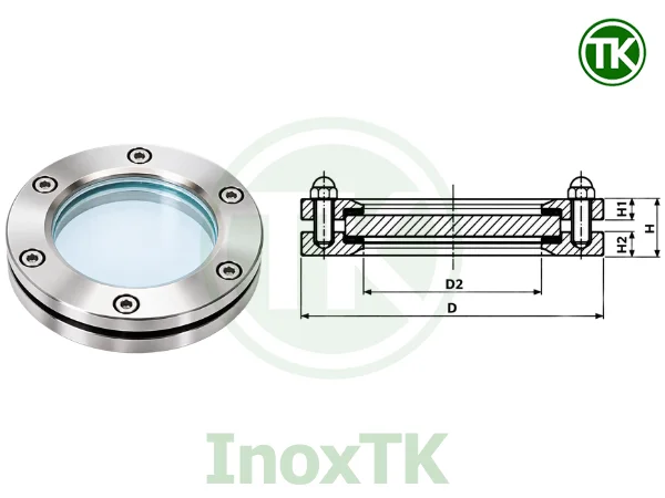 Bản vẽ kỹ thuật kính mặt bích inox vi sinh