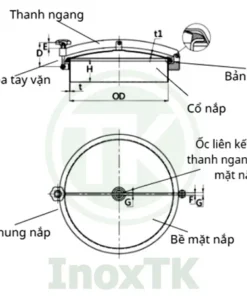 Nắp bồn thanh ngang inox vi sinh