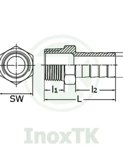 Bản vẽ của đuôi chuột lục giác inox