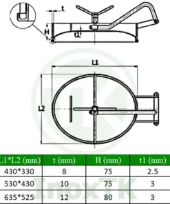 Thông số của nắp bồn elip inox vi sinh dạng lõm