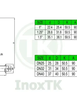 Thông số van giảm áp dạng cong vi sinh không có đồng hồ đo áp