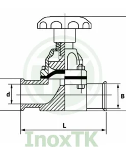 Bản vẽ kỹ thuật van màng inox vi sinh