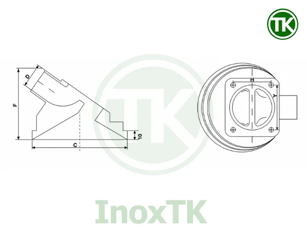 Bản vẽ kỹ thuật van màng xả đáy bồn tank inox vi sinh
