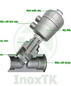 Cấu tạo van y xiên khí nén inox nối ren