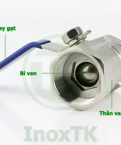Cấu tạo của van bi 1PC tay gạt nối ren inox