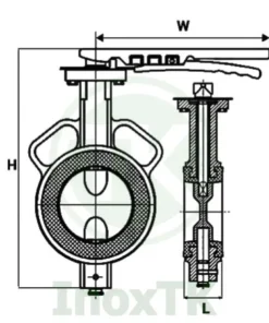 Bản vẽ cấu tạo van bướm inox tay kẹp