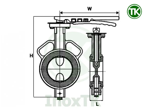 Bản vẽ cấu tạo van bướm inox tay kẹp
