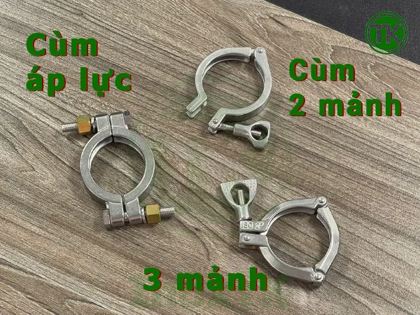 Các loại cùm phổ biến có thể sử dụng để lắp đặt cút clamp inox vi sinh