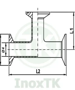 Bản vẽ cấu tạo của tê clamp inox vi sinh