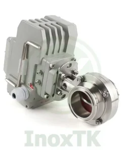 Van bướm inox vi sinh điều khiển điện kèm thanh lục giác để đóng van khi mất điện