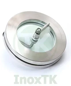 Mặt sau của kính mặt bích thăm bồn có gạt sương inox vi sinh