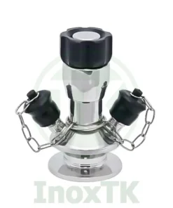 Van lấy mẫu 2 vòi inox vi sinh có nắp đậy