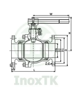 Bản vẽ cấu tạo van bi mặt bích inox