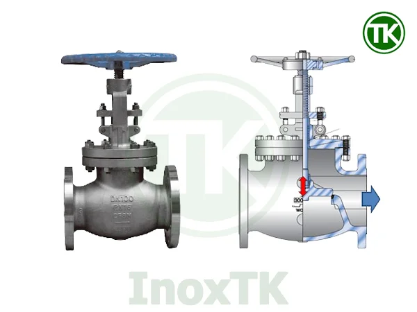 Van hơi thẳng mặt bích inox