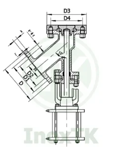Bản vẽ cấu tạo của van xả đáy bồn khí nén mặt bích inox