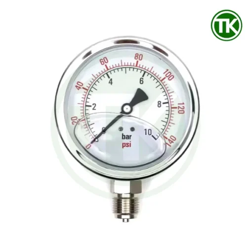 Đồng hồ áp suất nôi ren inox 304 có dầu giảm chấn