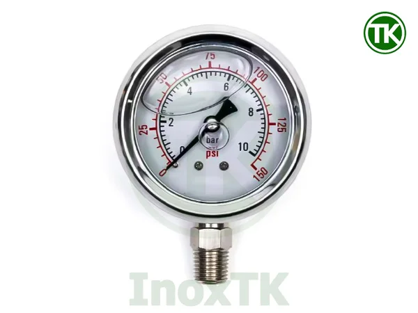 Đồng hồ áp suất nôi ren inox 304 có dầu giảm chấn