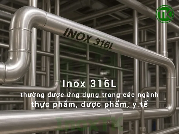 Inox 316L là loại thép không gỉ được sử dụng nhiều nhất trong các ngành đòi hỏi khả năng chống ăn mòn cao như y tế, thực phẩm, dược phẩm, hoá chất ăn mòn, hàng hải.
