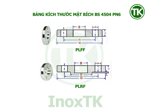 Kích thước tiêu chuẩn BS PN6