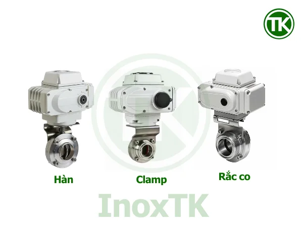 So sánh van bướm điện nối hàn inox vi sinh với van clamp, rắc co