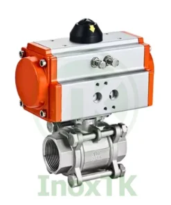 Van bi 3PC khí nén nối ren inox