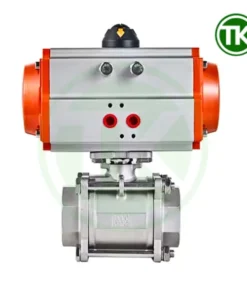 Van bi 3PC khí nén nối ren inox