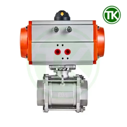 Van bi 3PC khí nén nối ren inox