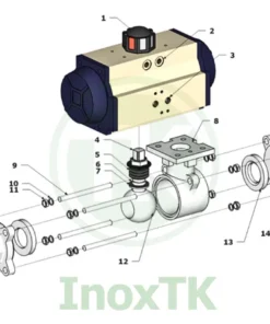 Cấu tạo van bi 3PC khí nén nối ren inox