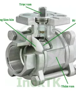 Cấu tạo van bi 3PC có tán nối ren inox
