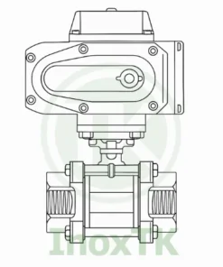 Bản vẽ cấu tạo van bi 3PC điều khiển điện nối ren inox