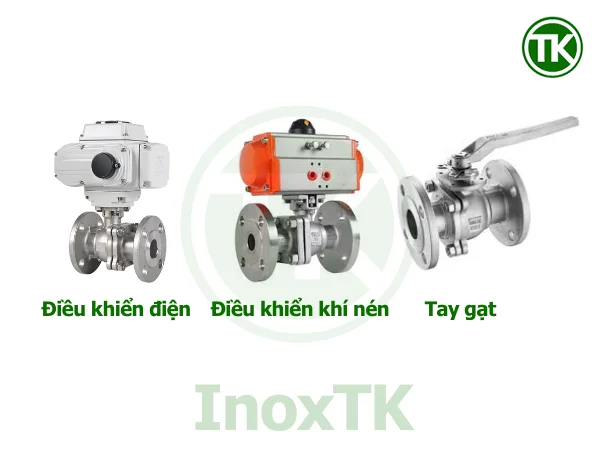 So sánh van bi mặt bích tay gạt, điều khiển điện, khí nén