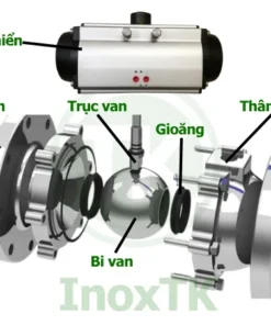 Cấu tạo van bi mặt bích điều khiển khí nén