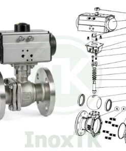 Cấu tạo của van bi mặt bích điều khiển khí nén JIS 10K