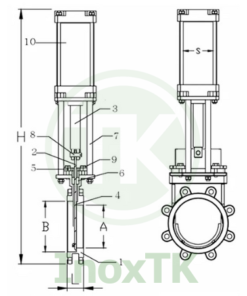 Cấu tạo của van dao inox điều khiển khí nén