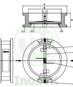 Bản vẽ cấu tạo của van một chiều cánh bướm inox