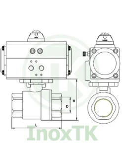 Bản vẽ van bi 2PC khí nén nối ren