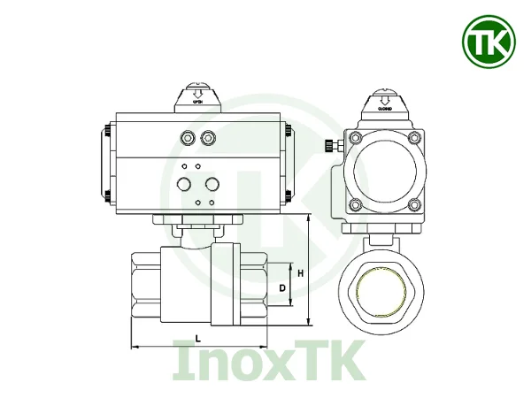 Bản vẽ van bi 2PC khí nén nối ren