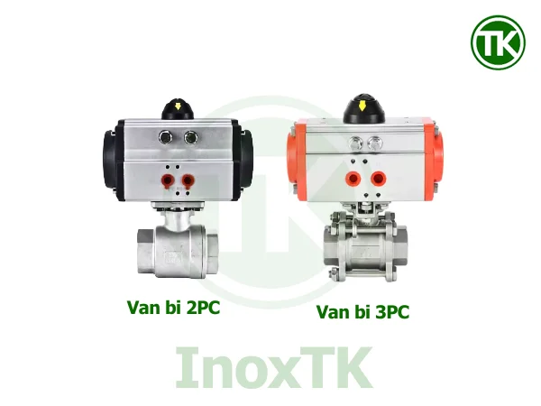 So sánh van bi 2PC khí nén nối ren với van bi 3PC khí nén