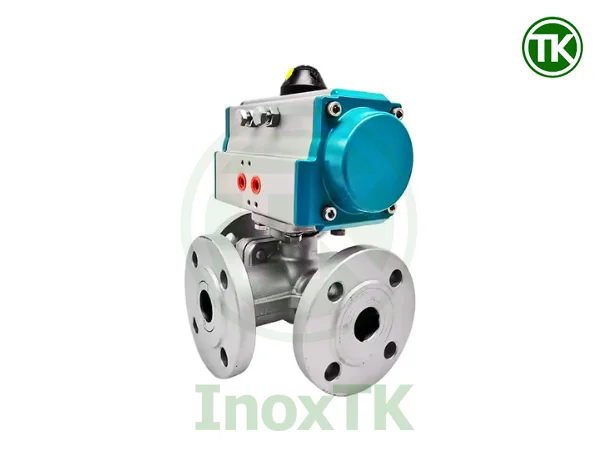 Nguyên lý hoạt động van bi 3 ngả mặt bích khí nén inox