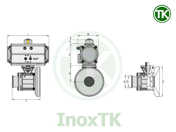 Bản vẽ cấu tạo của van bi xả đáy khí nén