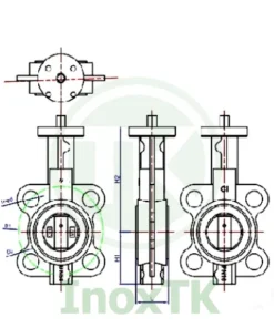Bản vẽ cấu tạo avn bướm khí nén thân gang cánh inox