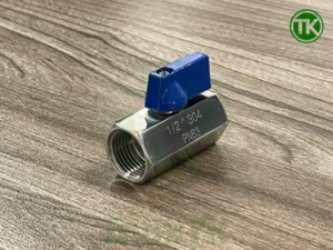 van bi mini inox 304 PN63 ren trong 2 đầu