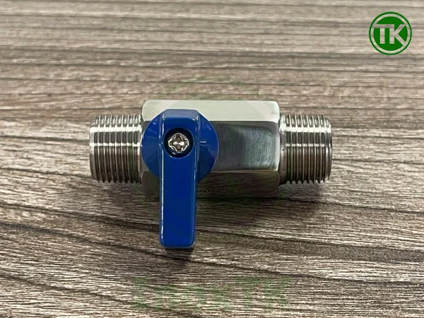 van bi mini inox 304 PN63 ren ngoài 2 đầu