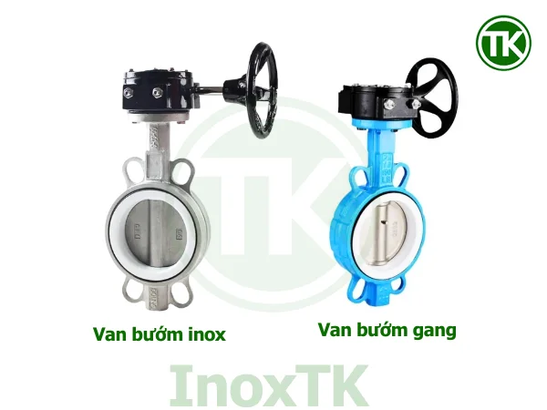 So sánh van bướm inox 304 và van bướm gang