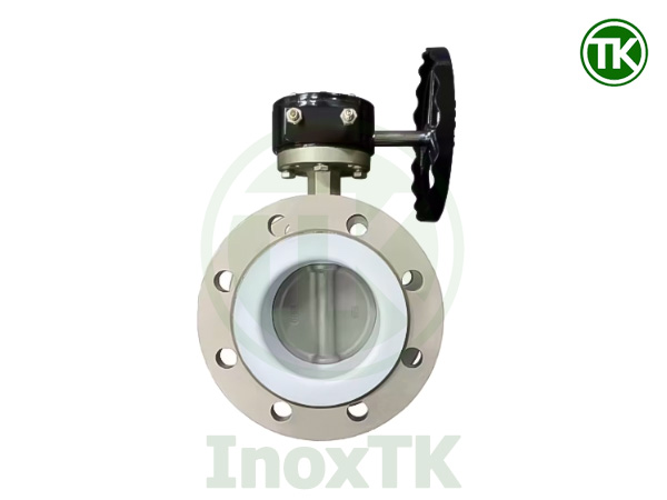 Van bướm inox tay quay kết nối kiểu mặt bích