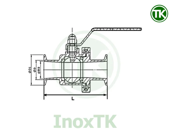 Bản vẽ cấu tạo van bi vi sinh 2 ngả