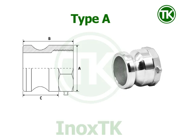 Bản vẽ kỹ thuật khớp nối nhanh inox Type A