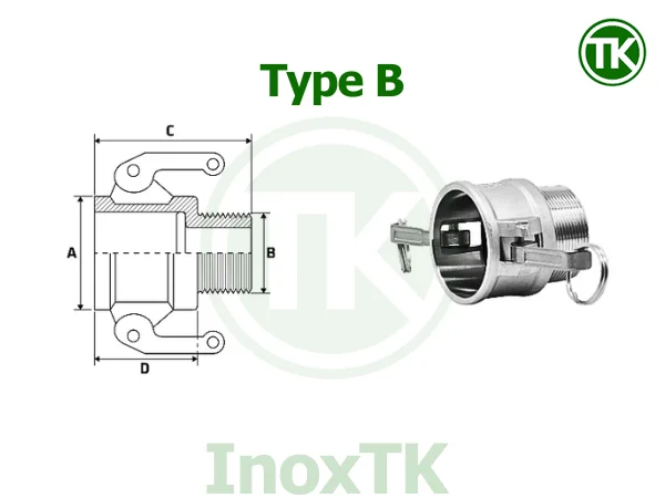 Bản vẽ cấu tạo khớp nối nhanh inox type B