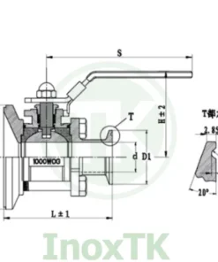 Bản vẽ kỹ thuật van bi xả đáy inox